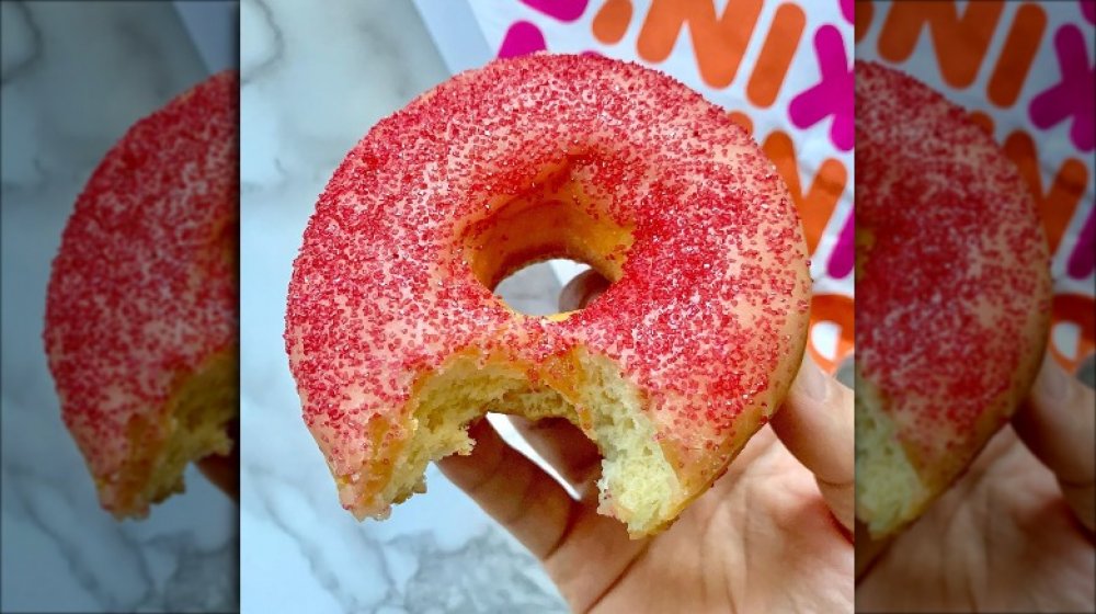 Dunkin' Spicy Ghost Pepper Donut with a bite taken out