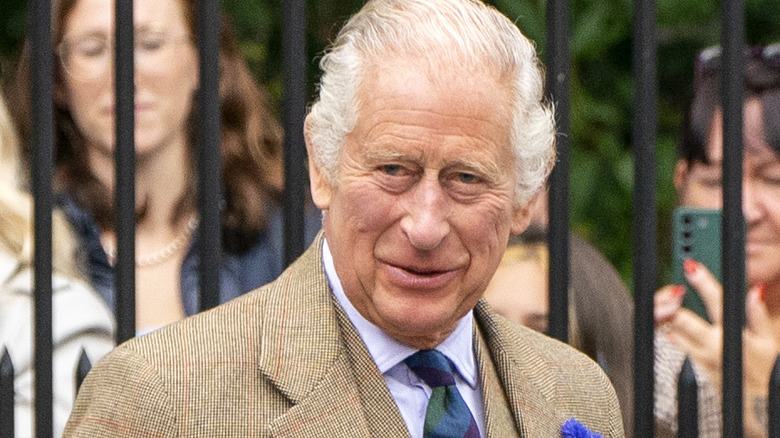 King Charles III by gate