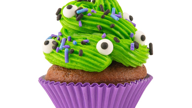 Chocolate cupcake bright green frosting