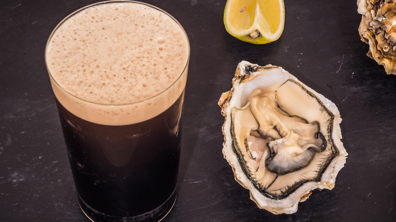 an oyster and guiness