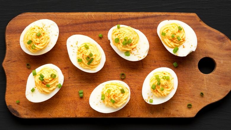 Chive-topped deviled eggs