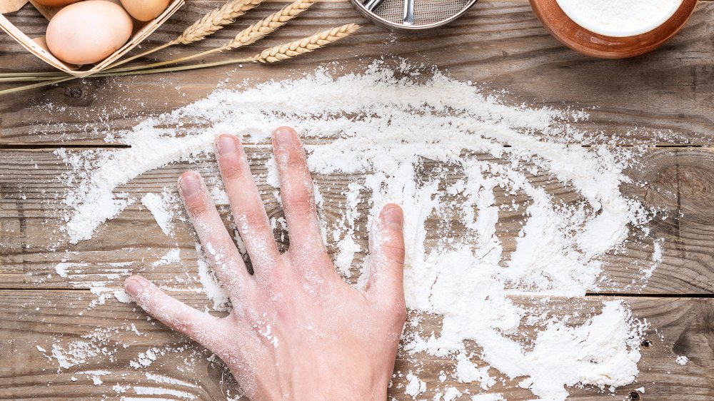 Flour on table