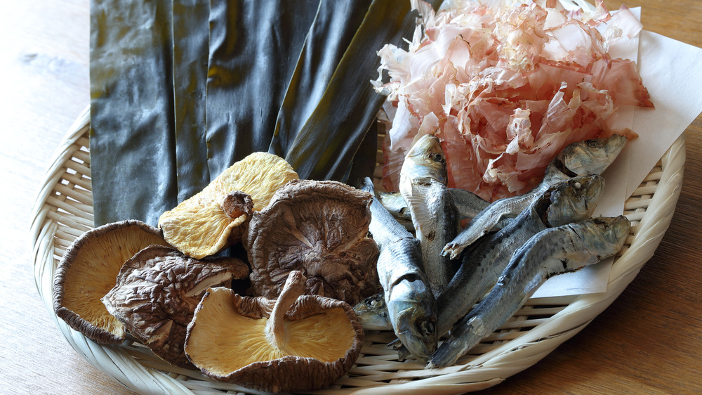 Dashi ingredients in basket