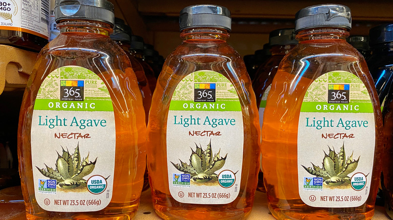 Bottles of agave nectar