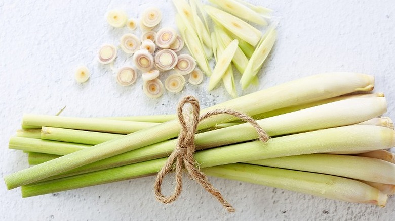 Bundle of lemongrass stalks