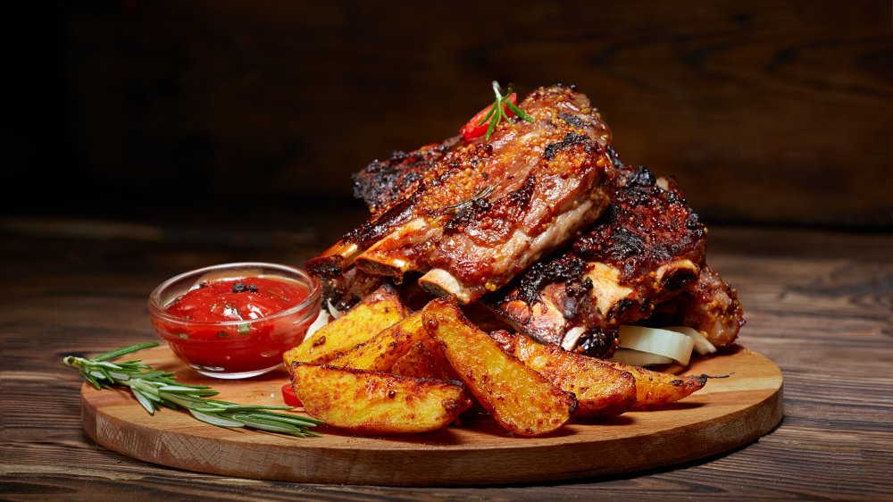 ribs, potatoes, rosemary