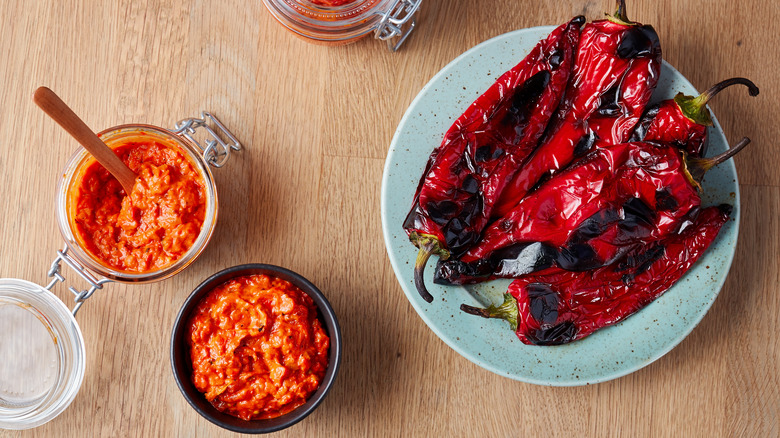 Roasted red peppers and puree