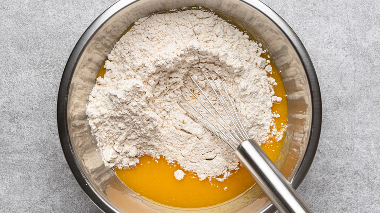 Whisking flour