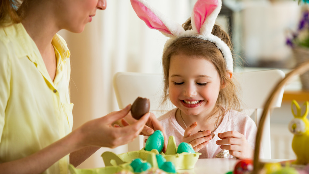 Mother and daughter Easter basket