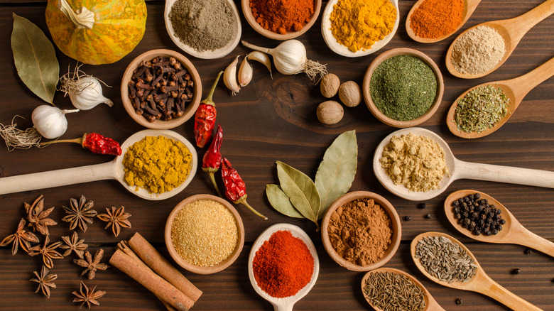 Selection of dried spices