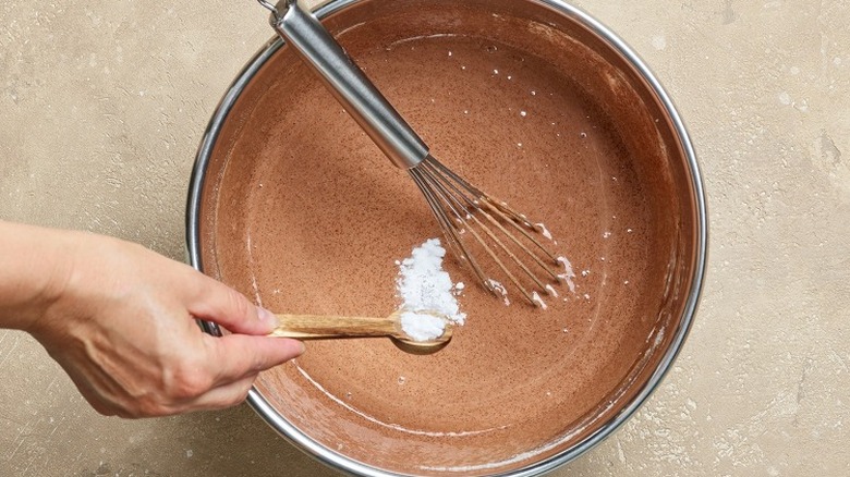 Chocolate batter with baking soda