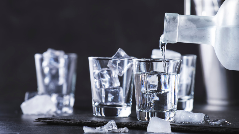 chilled vodka being poured