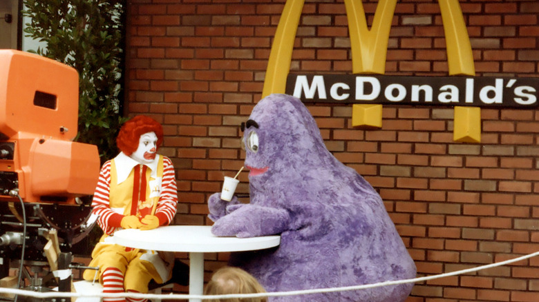 Ronald and Grimace at the Whittier production center in the 1980s