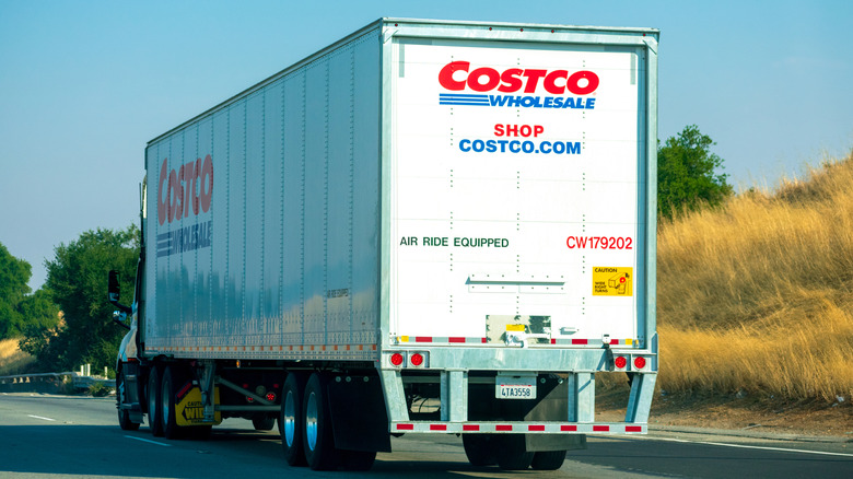 Back view of a Costco delivery truck on the highway