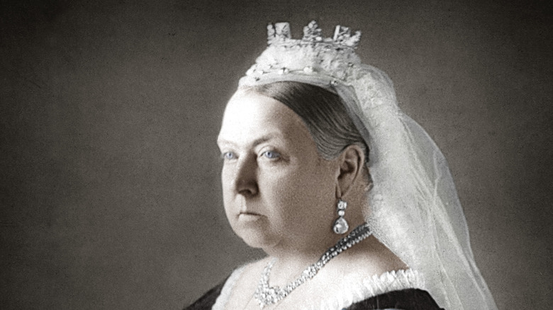 Queen Victoria of England wearing a crown