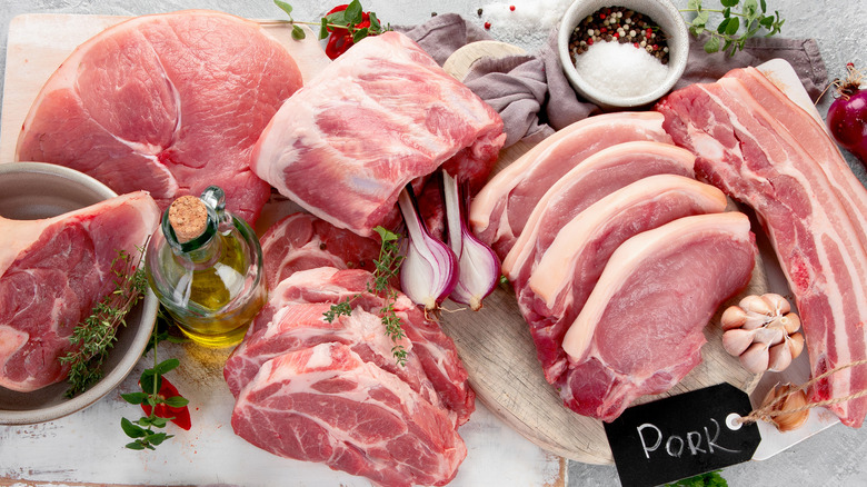 various cuts of pork