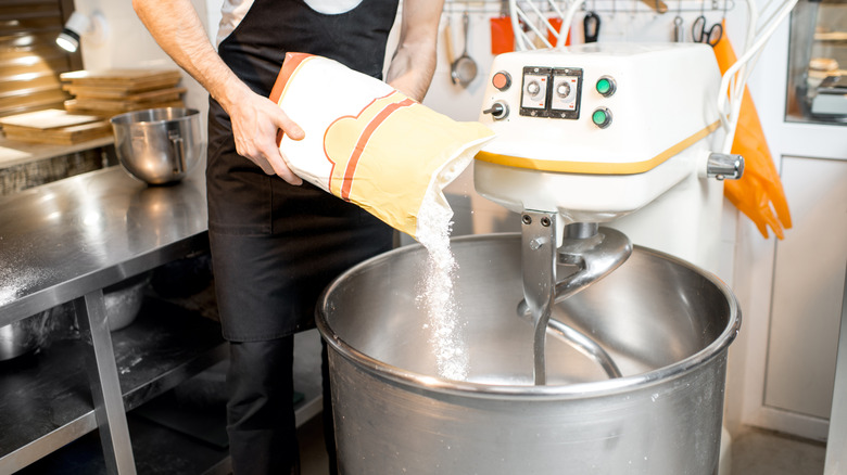 bread being mixed in professional bakery