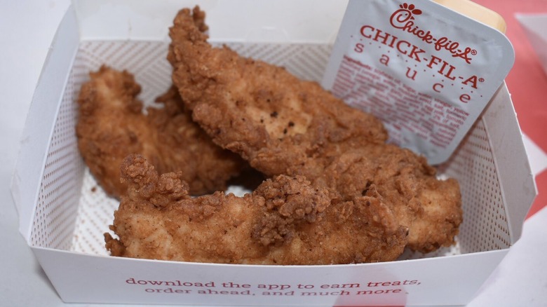 Box of chicken strips at Chick-Fil-A