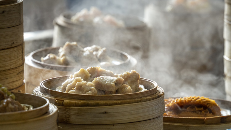 Dumplings in steamer