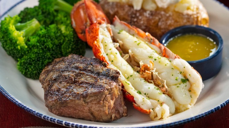 Red Lobster steak and lobster