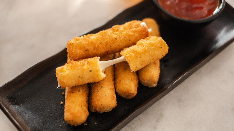 mozzarella sticks showing melted cheese