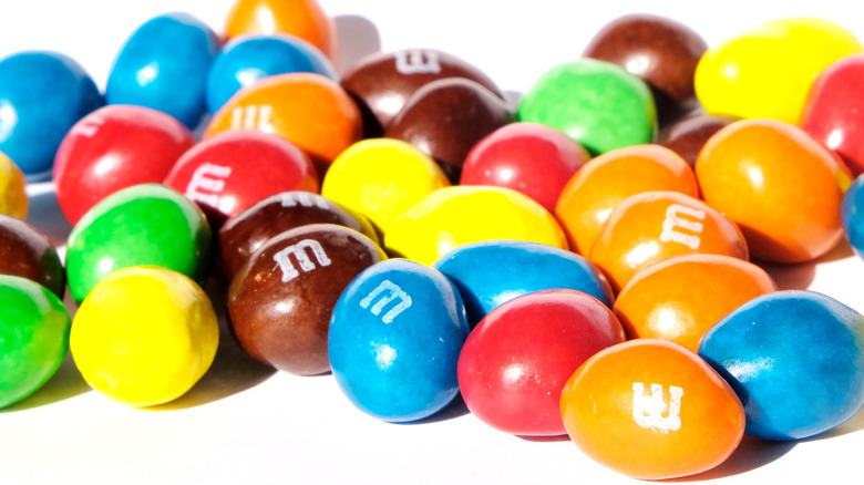 Assorted colorful m&m's candies