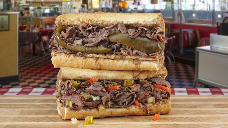 two Italian beef sandwiches