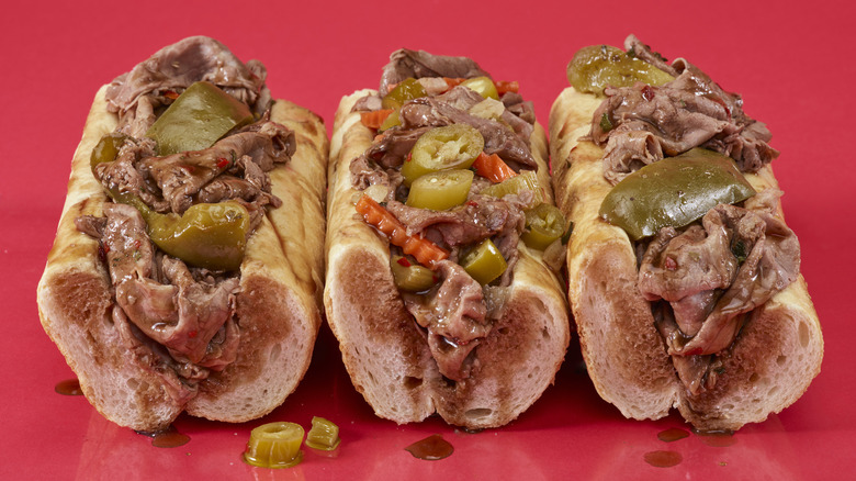 Italian beef on rolls