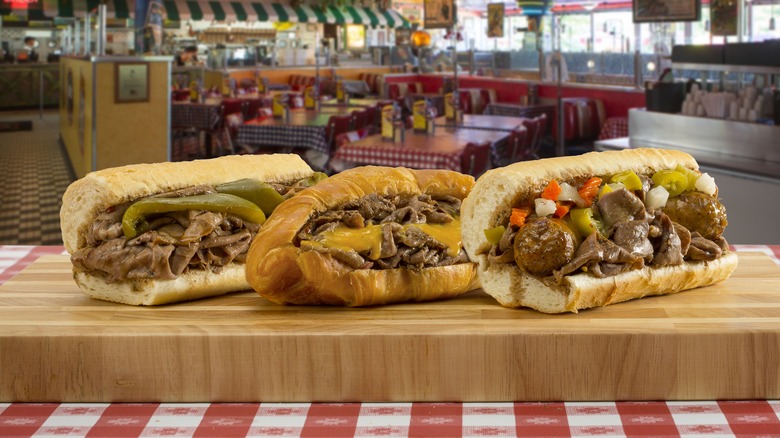 Three Italian beef sandwich variations