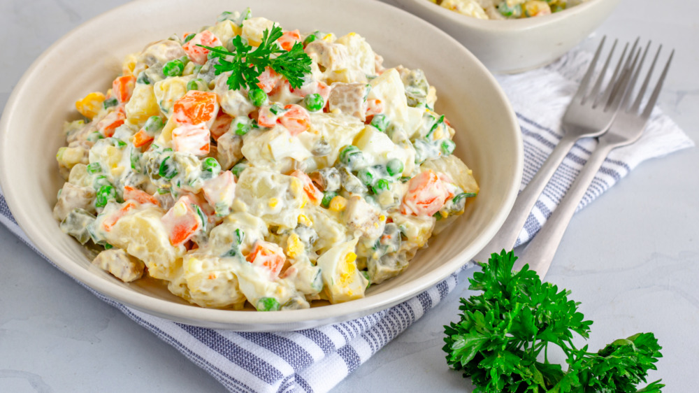 Potato salad with corn and parsley