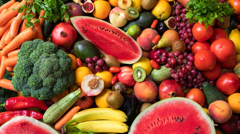 Fruit and vegetable rainbow of variety