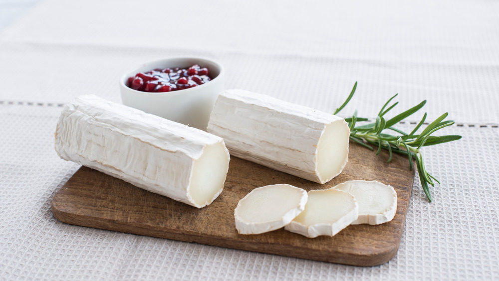 Goat cheese on a cutting board