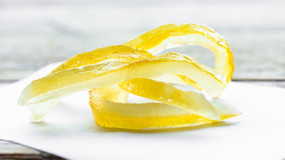 candied lemon peel on a paper towel