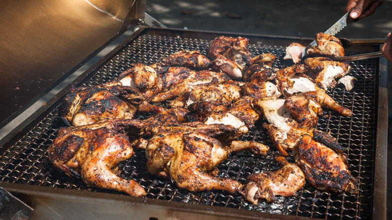 Barbecued chicken on the grill