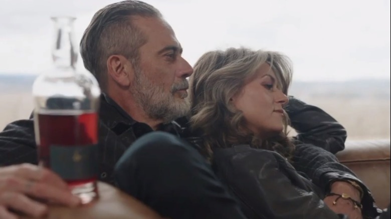 Jeffrey Dean Morgan, wife Hilarie, and bottle of liquor