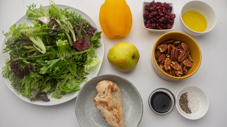 salad ingredients in bowls