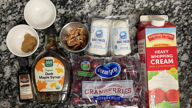 goat cheese, cranberries, whipping cream, maple syrup, and other ingredients