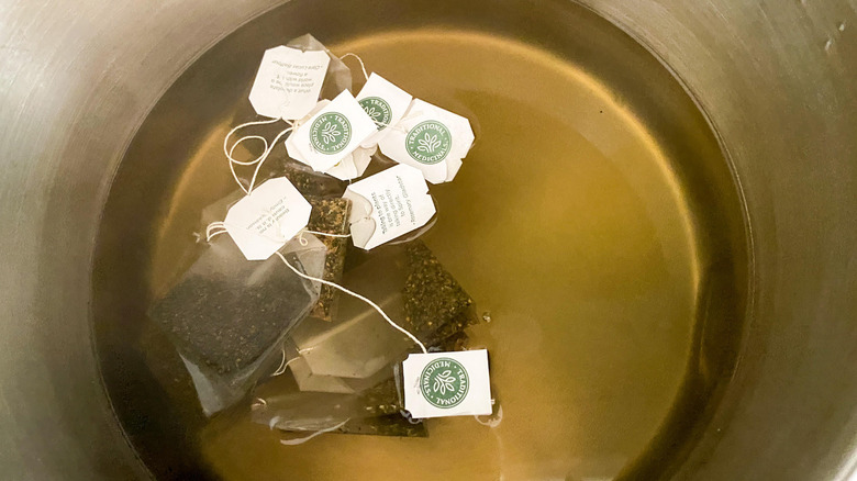 tea bags in saucepan 