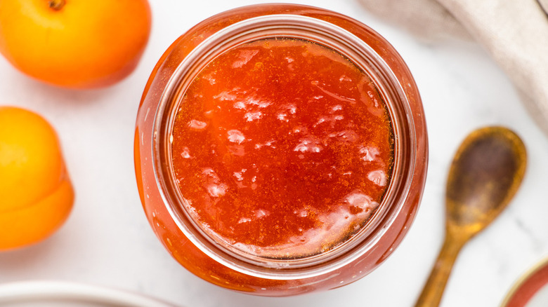 Jarred apricot jam