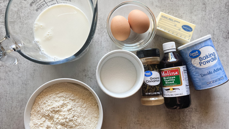 waffle ingredients sitting on table