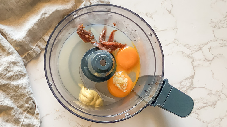 All ingredients in a food processor