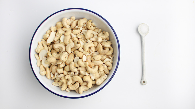 bowl of cashews and salt