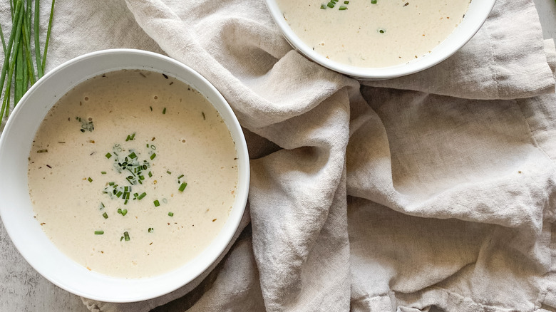 A bowl of Homemade Cream of Onion Soup