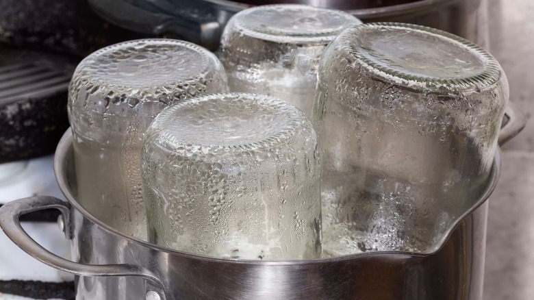 Canning jars in a bot