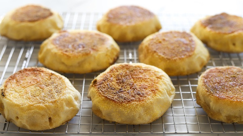 english muffins on cooling rack