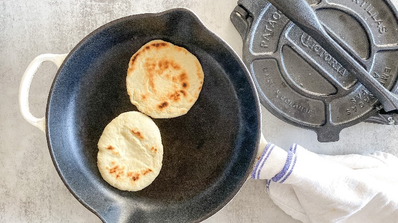 tortillas in skillet