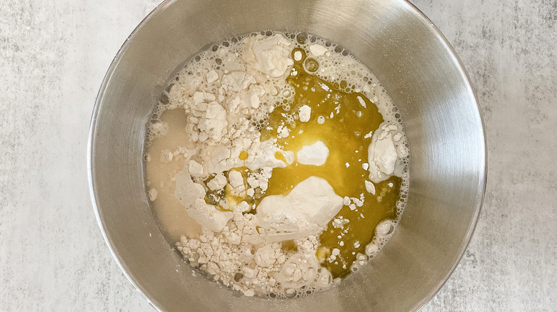 dough in stand mixer bowl