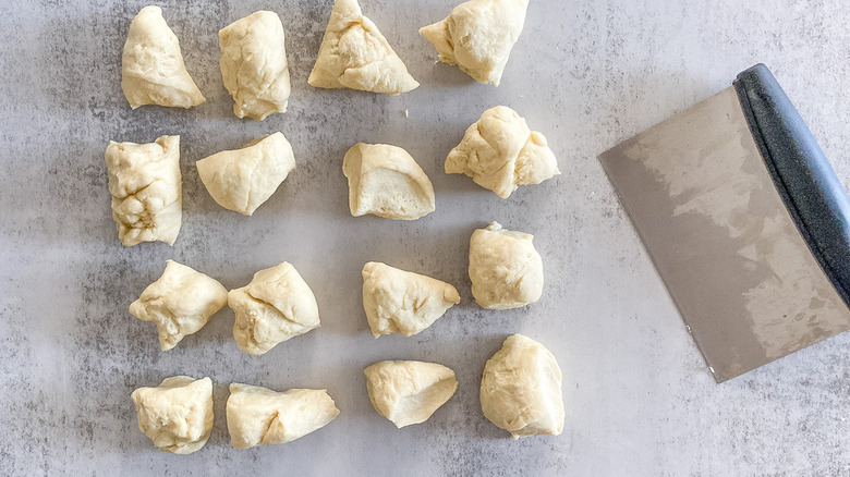 flour tortilla dough in pieces