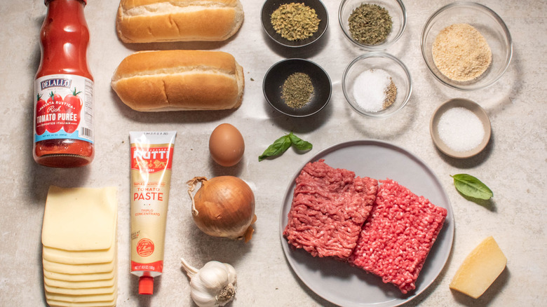 meatball sub ingredients on counter 