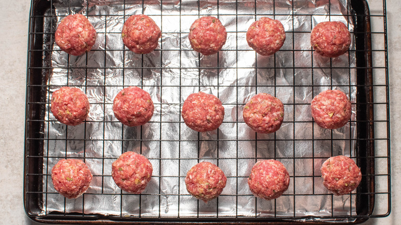 meatballs on tray